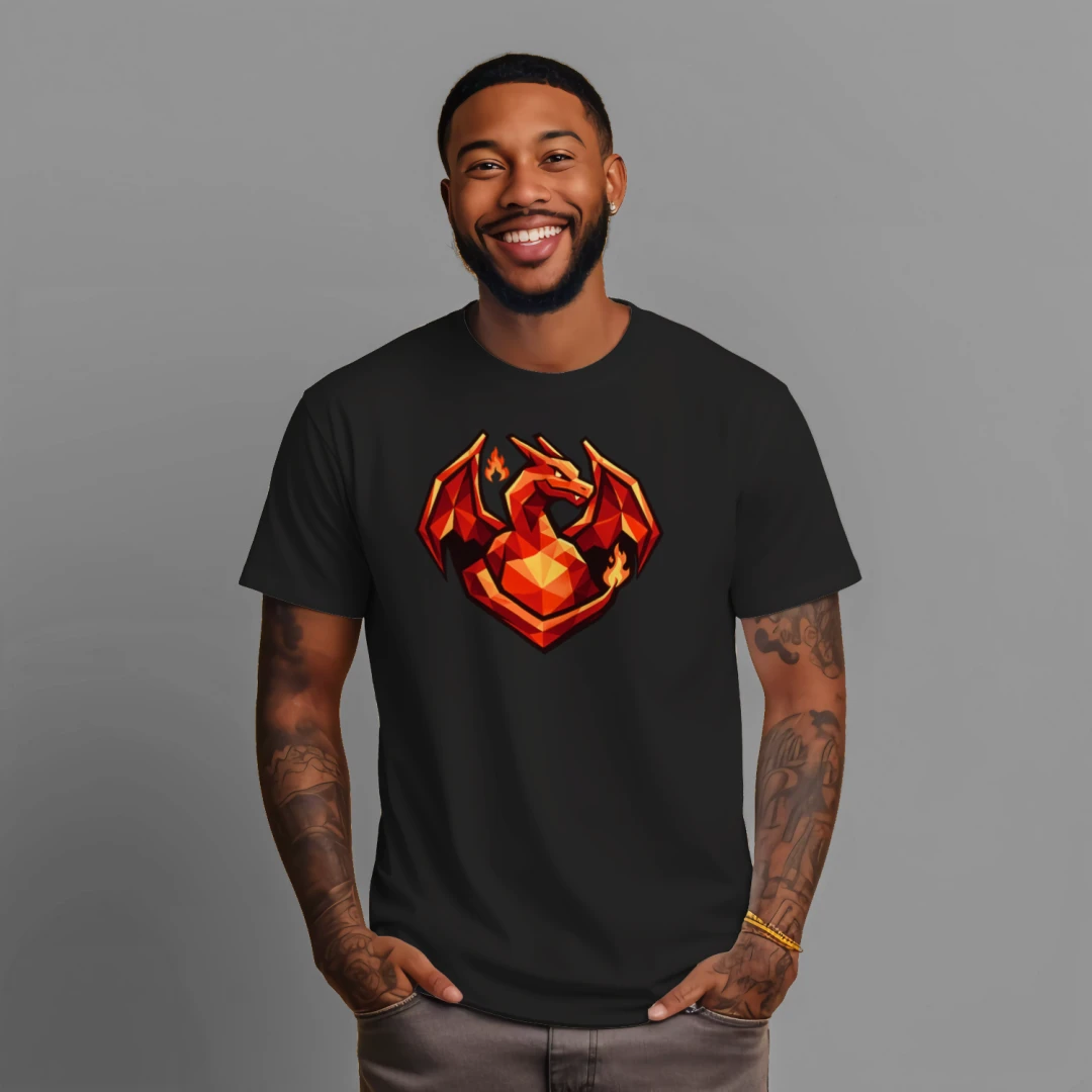 Kanzen Gear | Inferno Drake – Geometric Fire Dragon Streetwear Shirt